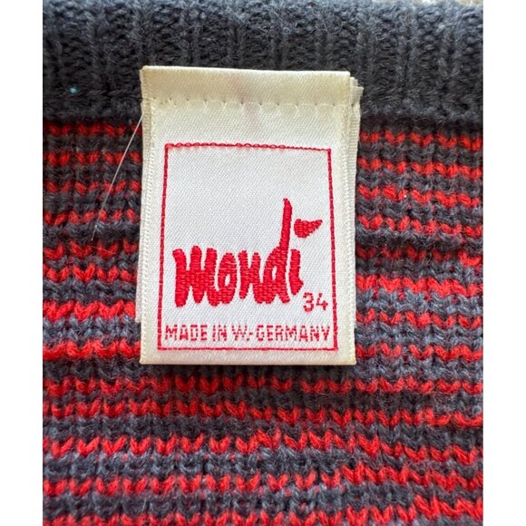 Vintage Mondi Abstract Red & Gray Patterned Sweater Knit Material Unisex Fit Lon - Picture 7 of 10